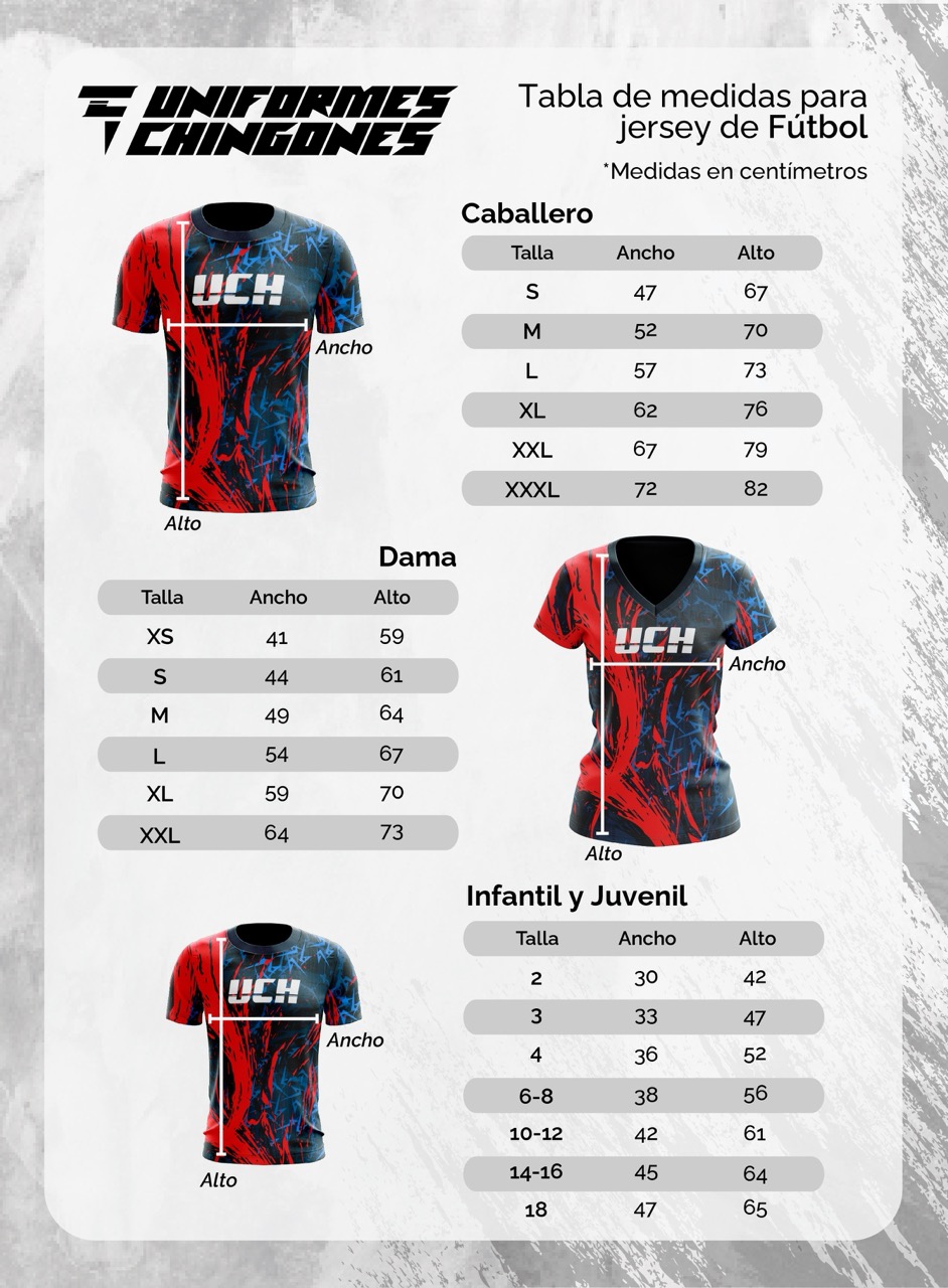 Tabla de medidas oficiales